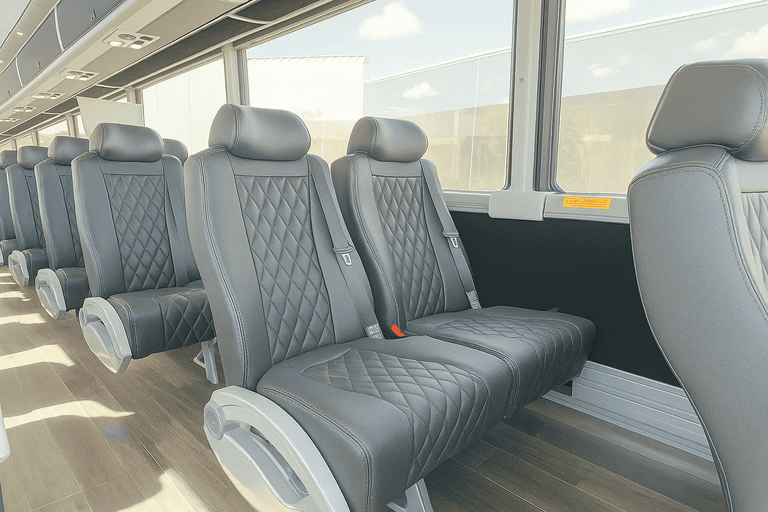 interior of Kent Minibus Company charter bus