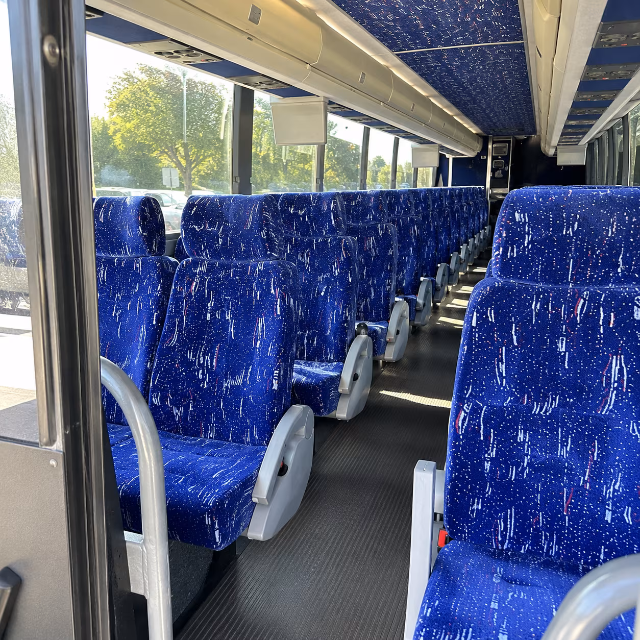 kent 50 passenger charter bus inside